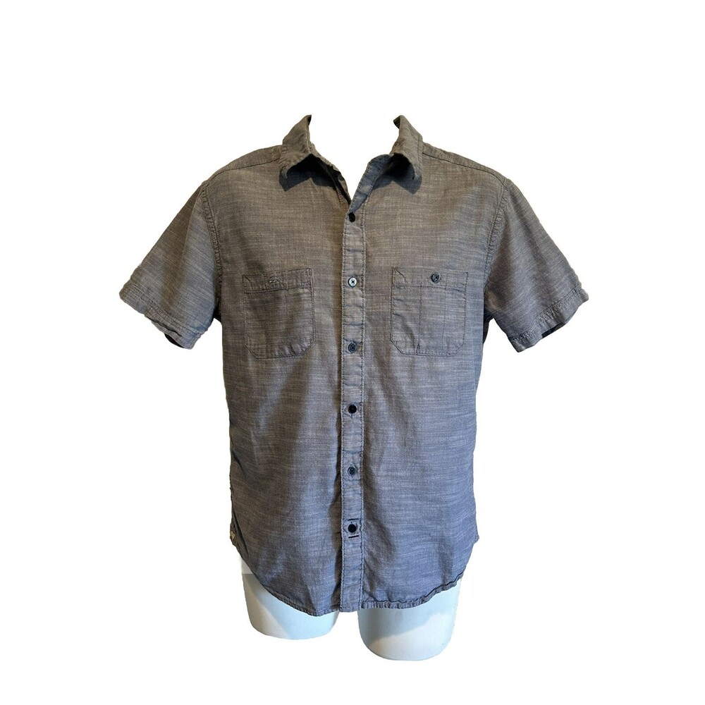 Hang Ten Men's S Small Button Up Short Sleeve Shirt Blue 100% Cotton Lightweight